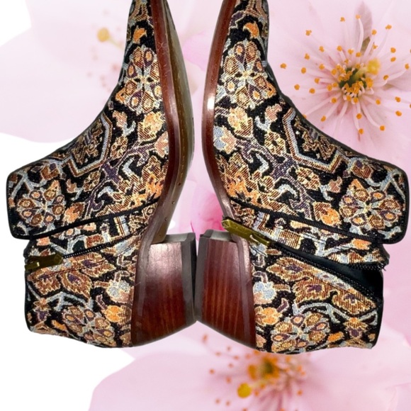 Sam Edelman Petty Tapestry Black Multicolor Ankle Shoes Boots Womens - Picture 9 of 9